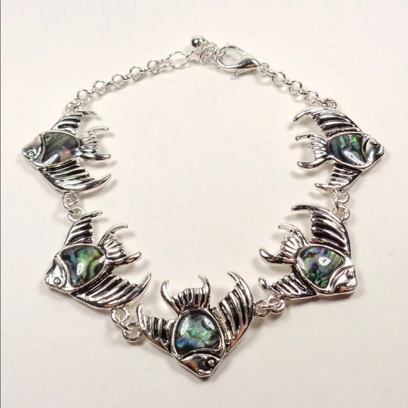 Silver and Abalone Shell Angelfish Bracelet - Picture 4 of 4